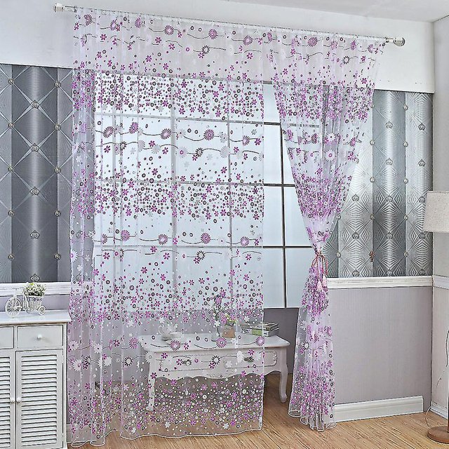 Cortinas de gasa transparente, 1 panel, bolsillo para barra, ranura, red superior, ventana, decoración púrpura, 100 x 200 cm esquí esquí Gafas de esquí