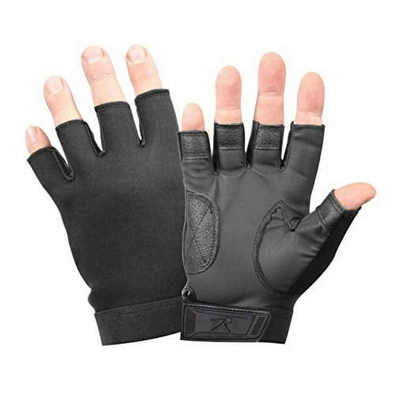 Rothco 2160 Fingerless Stretch Fabric Duty Gloves, Black - Small
