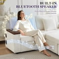 thumbnail image 3 of Muumblus L-Shaped Sectional Sofa with Storage Ottoman, Corduroy Cloud Couch with Bluetooth Speaker & Side Table, Modern Living Room Furniture, White, 3 of 10