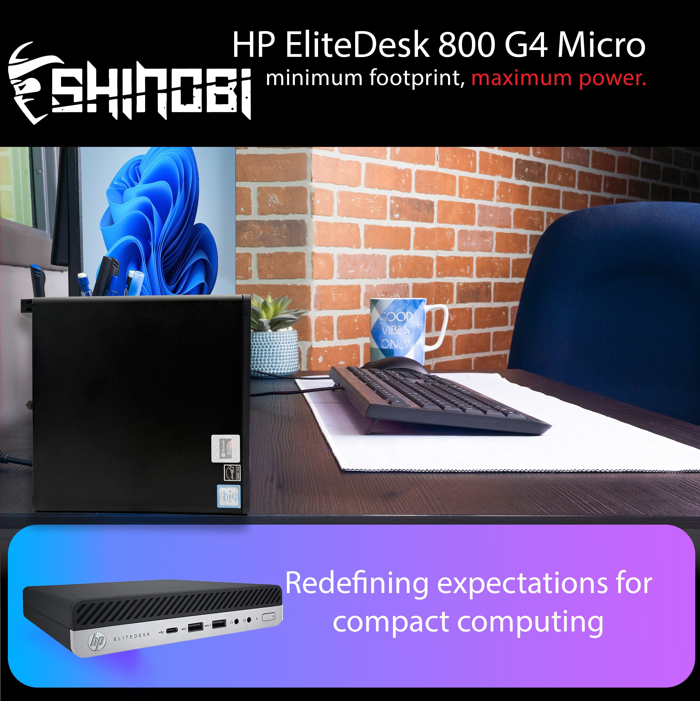 Restored HP EliteDesk 800 G4 Tiny Micro PC | Intel Core i5-8500T | 8GB RAM | 256GB SSD | Windows 11 Pro | Wi-Fi+ BT | Micro Desktop Computer