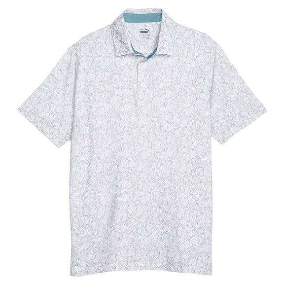 New Puma Boy's Mattr Caddy Polo White Glow/Slate Sky Small