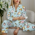 thumbnail image 6 of Pofeuu Rabbit Burger Coffee Print Womens Pajamas Set Long Sleeve Sleepwear Button Down Nightwear Soft Pj Lounge Sets Button Down Pajamas Women-Medium, 6 of 7