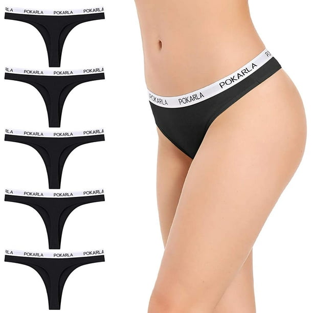 Women's Thongs Cotton Breathable Panties Bikini Underwear 5 Pack(Regular &  Plus Size) 