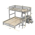 thumbnail image 3 of Abrihome Twin over Full Bunk Bed with Built-in Desk and Three Drawers,Gray, 3 of 7