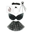 thumbnail image 1 of Conjunto de disfraz de hada para niñas, disfraz de Halloween, falda tutú, disfraz de ángel gótico para niñas, disfraz de ángulo caído, cosplay para Con varita Yinane Disfraz de ala de ángel, 1 of 8