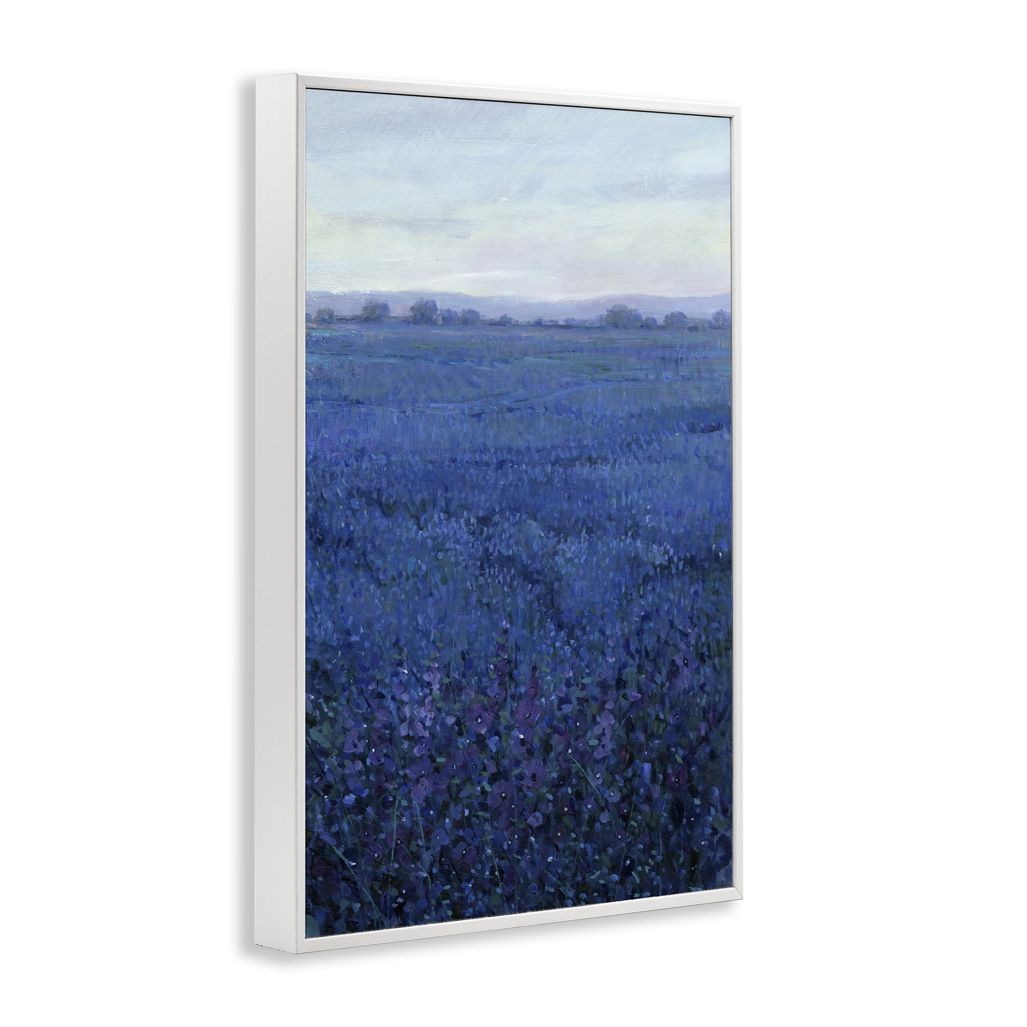 Stupell Industries Vast Blue Fields View Landscape Painting White Framed Art Print Wall Art, 12 x 18