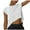 White, variant on Wyobmus Womens Summer Shirt 1/4 Cap Sleeve Cropped Tops Loose Fit Casual Crew Neck T Shirts Fashion Pure Color Clothes Pink