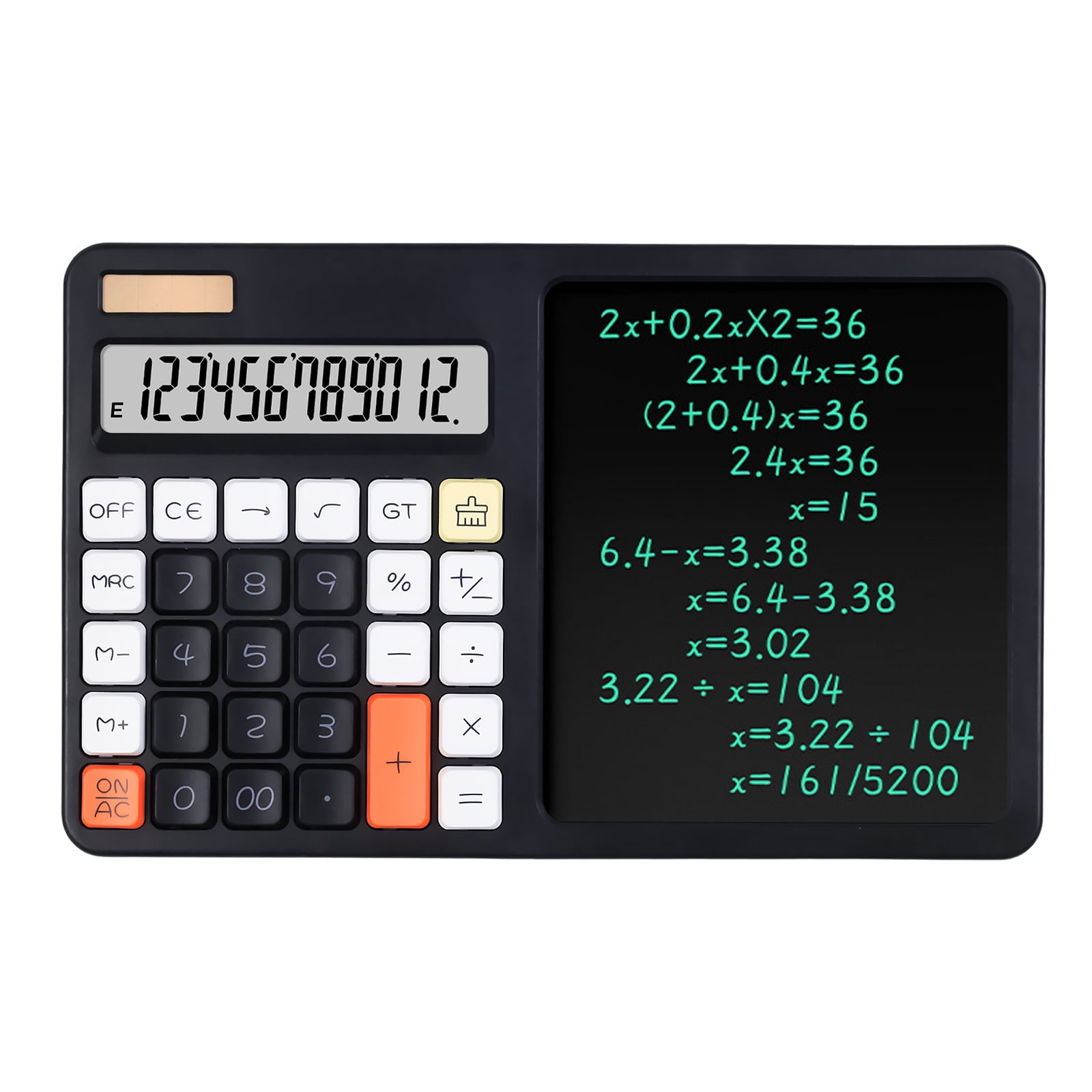 2. Solar Desktop Calculator 12-Digit LCD Display with Writing Pad, Power Supply for Business Accounting