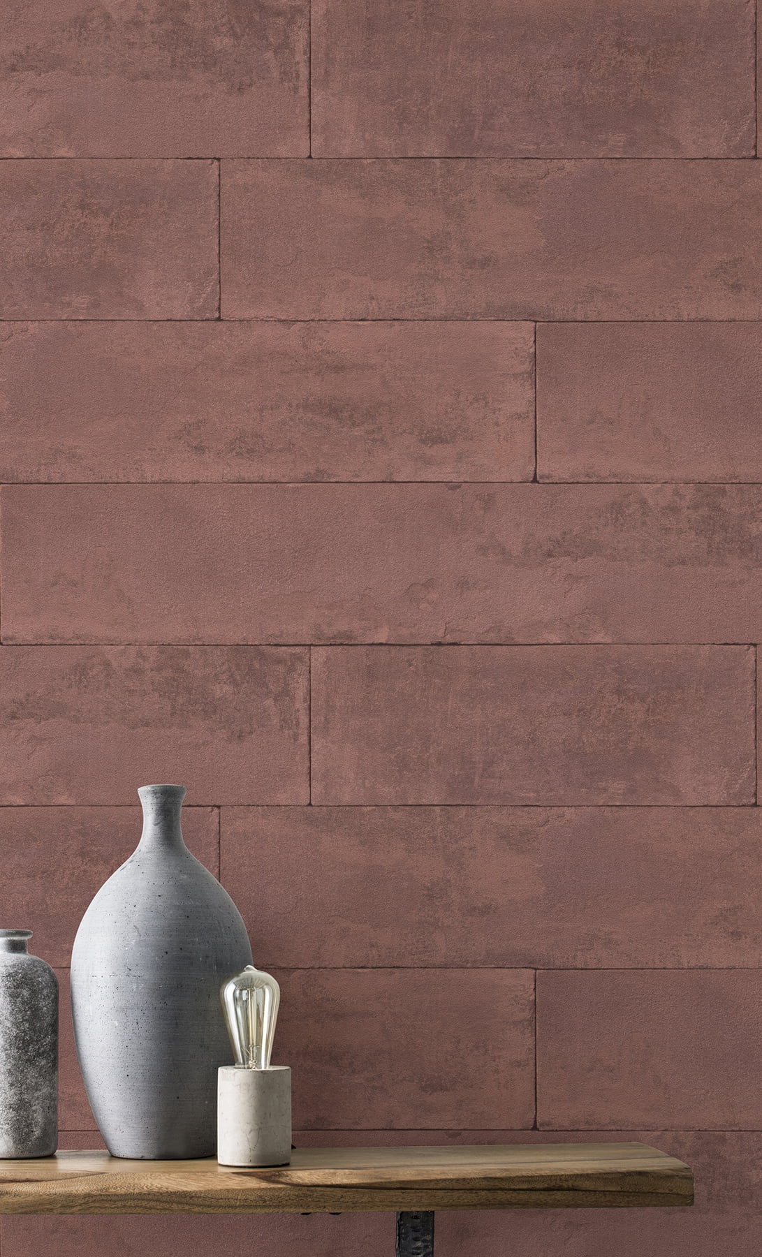 Advantage Lanier Oxblood Stone Plank Unpasted Vinyl On Non Woven Wallpaper, 21-in by 33-ft, 57.8 sq. ft.