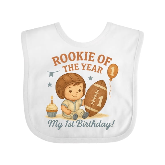 Inktastic Rookie of the Year First Birthday Football Theme Boys Baby Bib