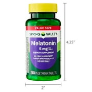 Spring Valley Melatonin Tablets Sleep Support Dietary Supplement Value Size, 5 mg, 240 Count