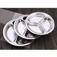thumbnail image 2 of Mosiee Snack Dinner Plate Stainless Steel 3 Sections Round Divided Dish Children Fruit Snack Tray Baby Bowls Kitchen Tableware 26/24/22, 2 of 9