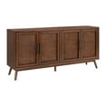 thumbnail image 2 of Classic Mid-Century Modern 4-Door Cinnamon Brown Wood TV Stand, 2 of 7