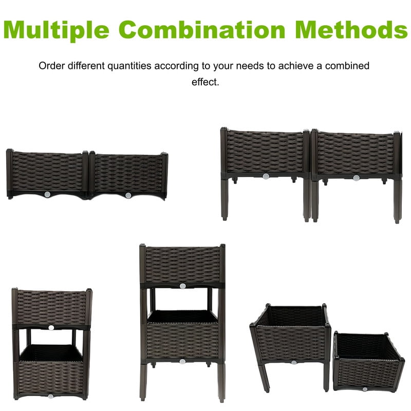 1Pcs Rattan Outdoor Planting Box, Raised Garden Bed, Garden Plant Box for Vegetables, Flowers