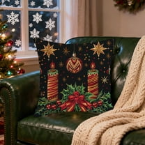 Hometravel Linen Christmas Pillow Cover, Imitation Embroidery Print Design, Decorative Sofa Cushion Case for Living Room, Seasonal Home Decor