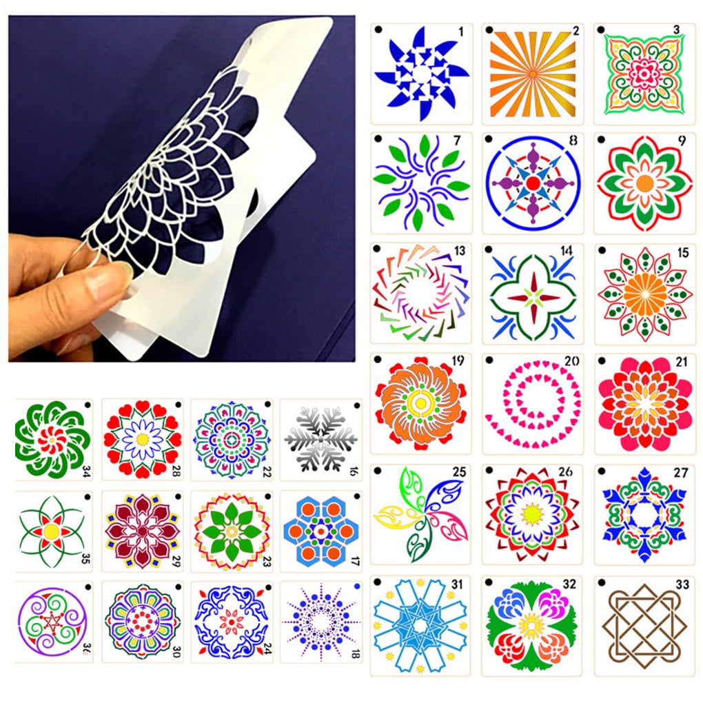 TureClos Mandala Stencils Template Set Dot Painting Hollow Stencil for Rock  Stone Wall DIY Drawing Art Projects 36Pcs - Walmart.com