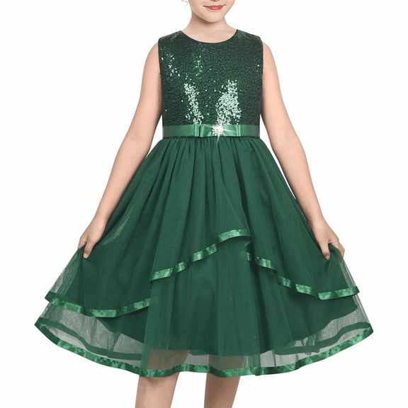 Sunny Fashion Flower Girls Dress Emerald Sparkle Sequin Bridesmaid Pageant Birthday 12 Years