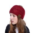 thumbnail image 6 of dianhelloya Women Warm Soft Plush Headband Woolen Yarn Knitted Headwear Hair Hoop Hairband Wine Red, 6 of 8