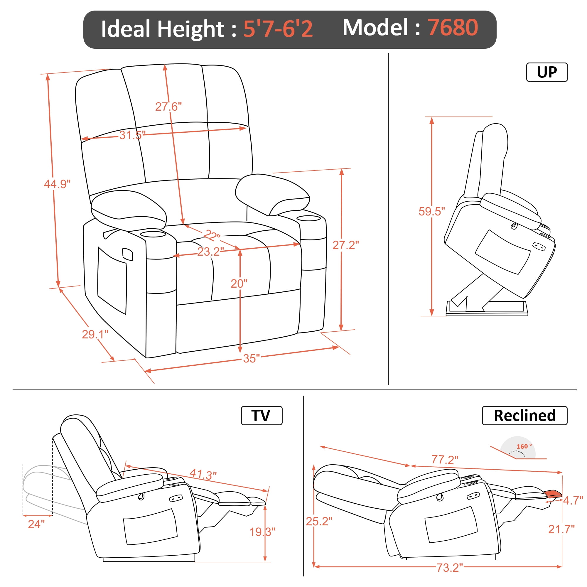 MCombo Dual Motor Large Power Lift Recliner Chair with Massage and Heat for Elderly Big and Tall People, Infinite Position, Extended Footrest, Faux Leather 7680 (Cream White, Large)