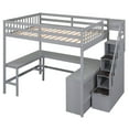 thumbnail image 6 of CoSoTower Full Size Loft Bed with Built-in L-Shaped Desk and Three-Tier Storage Shelves,And Attached Storage Staircase,Gray, 6 of 9