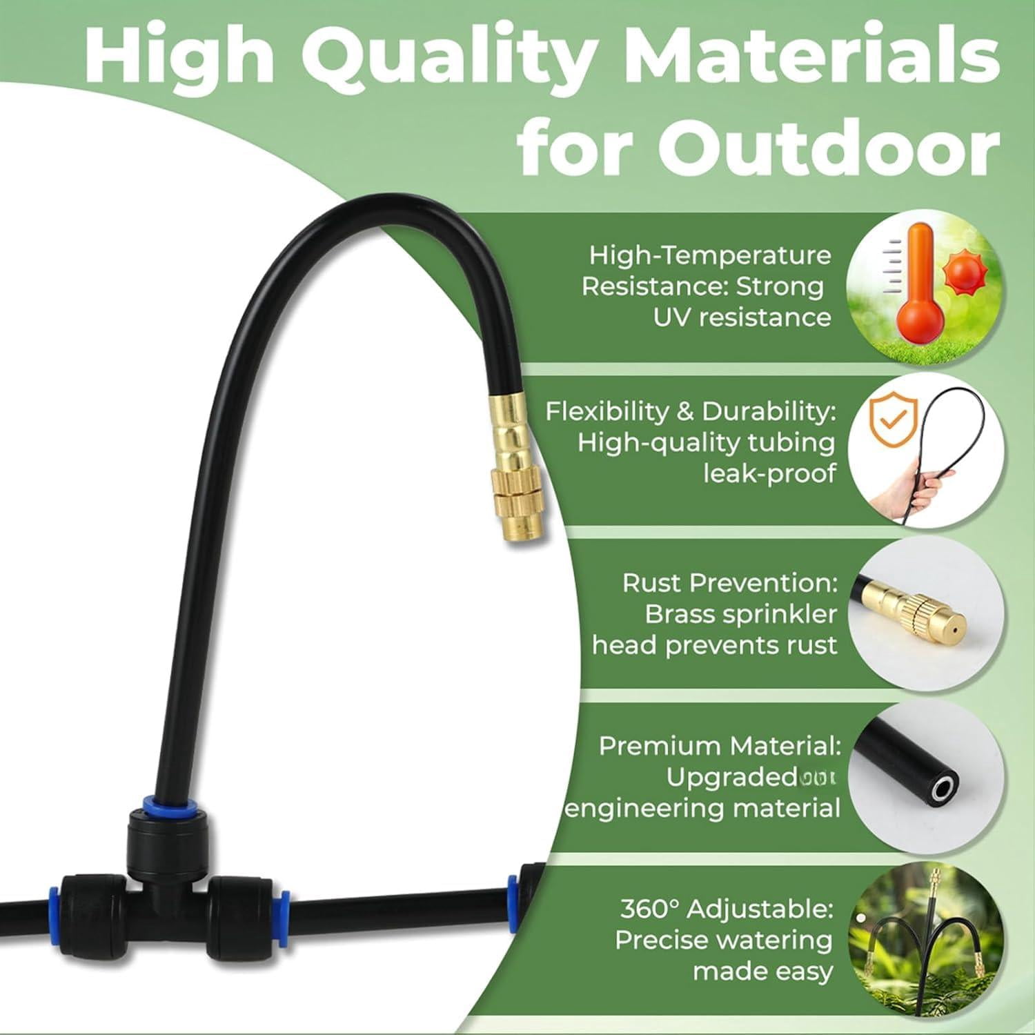 230ft Drip Irrigation System For Garden: 40 Nozzles 1/4" Pe Tubing Automatic Watering Kit Adjustable Misting Sprinkler Mister Hose Water Plants Tape Raised Beds Lawn Outdoor Yard Greenhouse