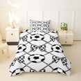 thumbnail image 2 of Castle Fairy Sport Soccer Bow Twin Duvet Cover, Geometric Plaid Twin Bedding, Black White,2pcs,1 Duvet Cover and 1 Pillowcase, 2 of 6