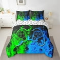 thumbnail image 2 of Erosebridal Teen Video Game Bedding Sets Twin Size,Blue Greeen Comforter Sets with Sheets,Gamepads Gamer Bed in a Bag Twin size,Super Cozy Gradient Bedroom Decoration,Reversible,7-Piece, 2 of 6