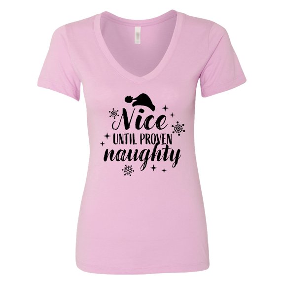 Inktastic Christmas Nice Until Proven Naughty Women's V-Neck T-Shirt