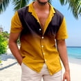thumbnail image 4 of Beach Shirts for Men Men's Holiday Seaside Leisure Loose Button Stand Digital 3D Print Short Sleeve Shirt Top Mens Shirt Gold XXXL, 4 of 4
