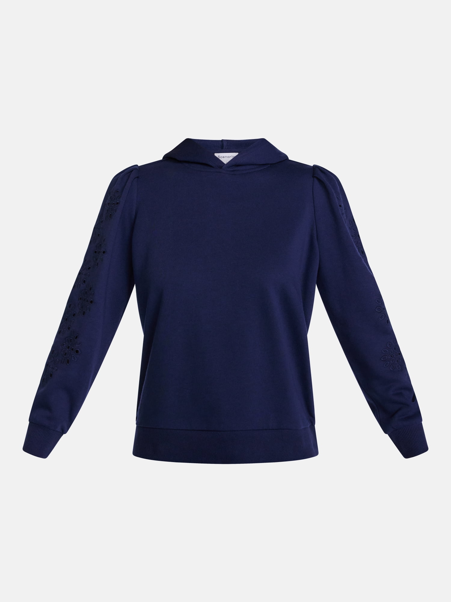 Scenario Women's and Women's Plus Eyelet Hoodie with Long Sleeves, Sizes XS-4X