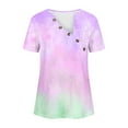 thumbnail image 3 of gakvbuo Summer Tops For Women 2025 Vacation Going Out Tops Fashion Women Summer Solid V-Neck T-Shirt Short Sleeve Casual Blouse Tops, 3 of 5