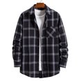 thumbnail image 2 of PBNBP Mens Shirts Casual Plaid Print Long Sleeve Button Down Shirts Vintage Street Style Shirts Loose Fit Shirts with Pocket, 2 of 7