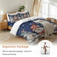 thumbnail image 7 of Merry Christmas Bedding Duvet Cover Set Queen Size 4 Pieces Snowman Winter Snowflake Blue Bedding Set with Zipper Closure, 1 Comforter Cover 90x92 Inches 1 Flat Sheet & 2 Pillow Cases, 7 of 7