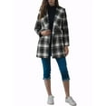 thumbnail image 2 of INSPIRE CHIC Women's Plaid Shawl Collar Belted Wrap Winter Coat XL Black White, 2 of 6