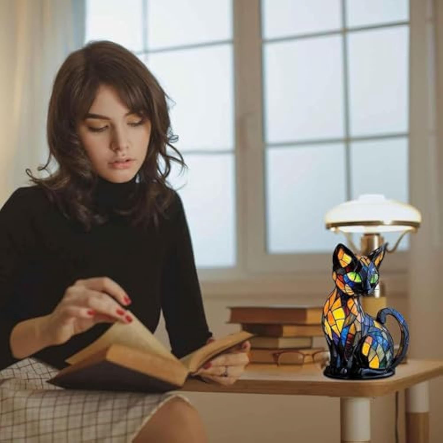 Solymall Glowkitty, Serum/Sherman Glow Kitty Dreamy Cat Night Lamp, Vueez/Libiyi/Sherum/Vianys/Pubyfun/Migilife/Solymall Stained Glowkitty Glass Cat Lamp for Cats Lovers (A2)