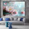 thumbnail image 2 of Mudket Zen Pink Lotus Flower with Candles and Butterfly Canvas Wall Art, Floral Wall Decor, Framed Ready to Hang Artwork for Living Room Bedroom Bathroom Spa - 12"L x 8"W, 2 of 10