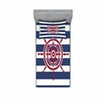 thumbnail image 2 of Ships Wheel Bedding Set with Sheet & Covers, Illustration of Ship Steering Wheel on a Stripped Background Artwok, Printed Bedroom Decor 2 Shams, 4 Sizes, Navy Blue Red, by Ambesonne, 2 of 3