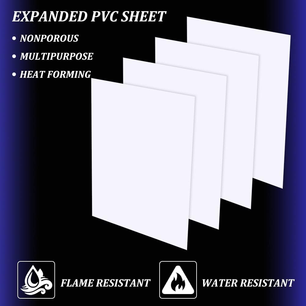 4Pcs 2mm PVC Foam Sheet White Plastic Sheet 11.8x15.7 Inch Lightweight Rigid Foam Expanded PVC Sheet for Crafts DIY Making Screen Printing and Art Display