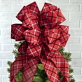 thumbnail image 3 of New Traditions - Large Christmas Tree Topper Bow and 12 Mini Bows - Windowpane Plaid Ribbon (Red, Black, & Gray), 3 of 5