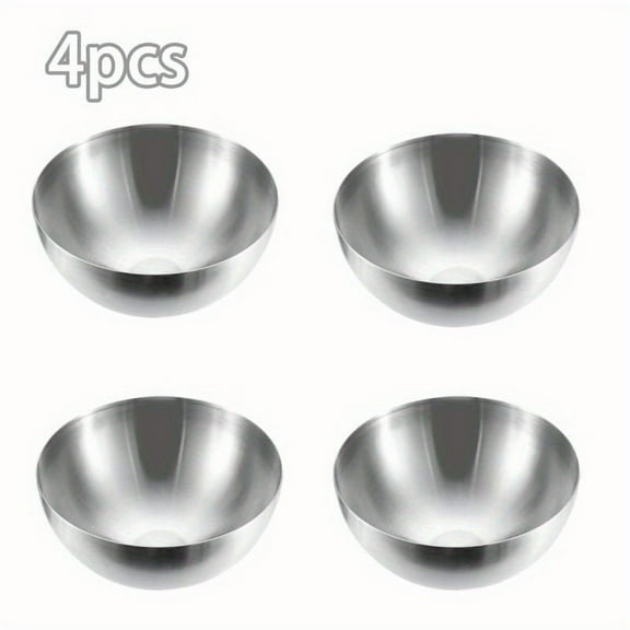 LEEYNEER 4pcs Stainless Steel Bowl Set - 720ml (0.2 Gal) Food Grade Bowls for Salads  Soup  Rice  Cereal & Breakfast - Perfect for Home & Outdoor Dining