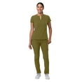 thumbnail image 5 of Adar Addition Go-Higher Scrub Set For Women - Notched V-Neck Scrub Top & Skinny Cargo Scrub Pants - A9600 - Martini Olive - L, 5 of 7