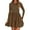 Brown, variant on PRETTYGARDEN Fall Dresses for Women Casual Long Sleeve Bubble Cute Crew Neck A Line Mini Short Dress with Pockets