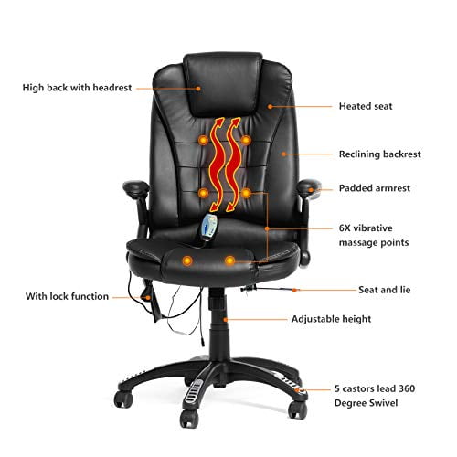 Mecor Heated Office Massage Chair High Back Pu Leather Computer Chair W