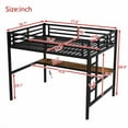 thumbnail image 3 of Bellemave Full Size Loft Bed with Desk, Metal Loft Bed with LED Lights & USB Charaging Station, High Loft Bed with Full-length Guardrails for Teens, Black, 3 of 8