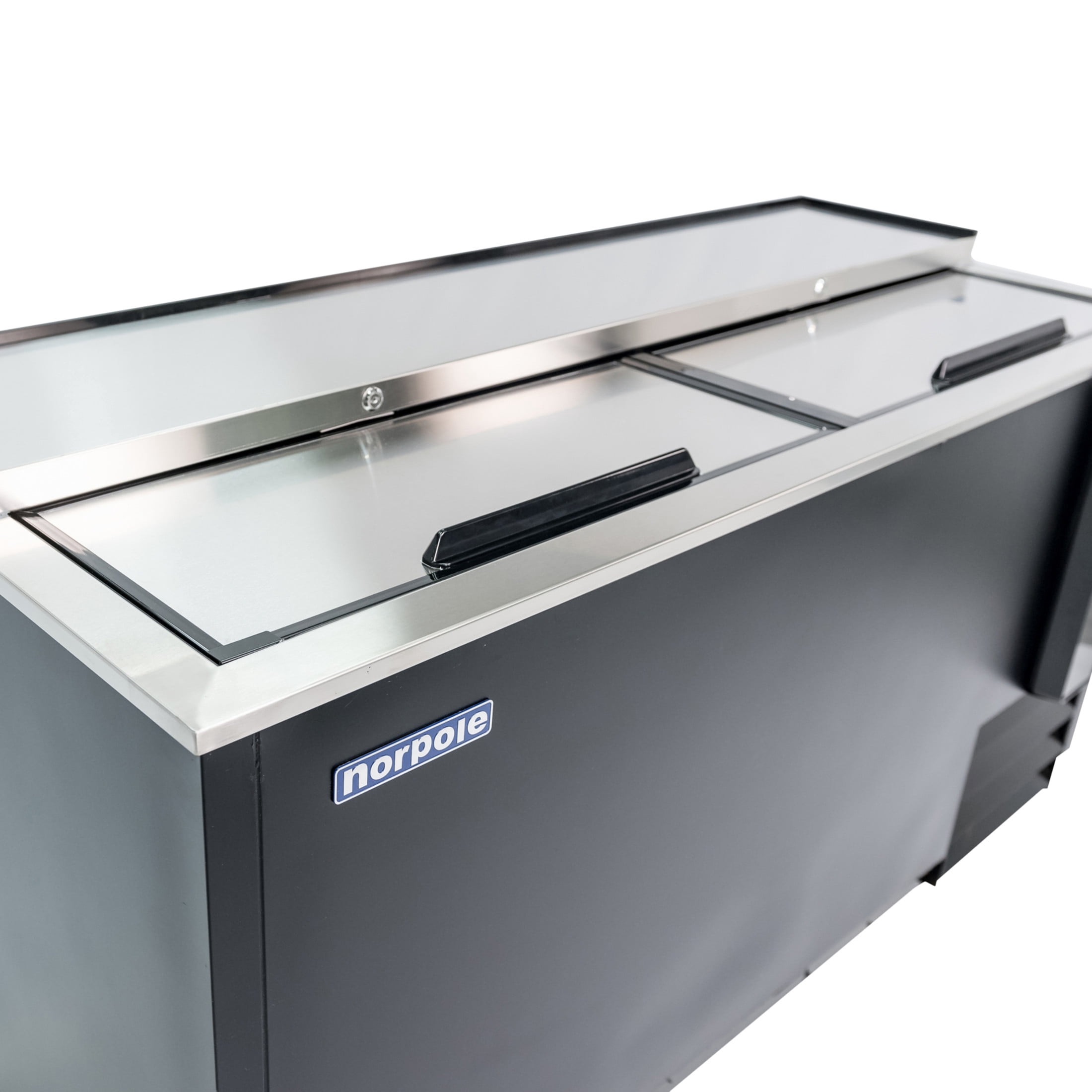 65 in. W 18 cu. ft. Sliding Door Beer Cooler in Black