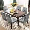 thumbnail image 5 of 6 Pcs/Set Soft Stretchable Dining Chair Covers with Printed Floral Patterns,Spandex Banquet Chair Seat Protector Slipcovers for Holiday Home Party, Hotel, Wedding Ceremony (Style 17), 5 of 6
