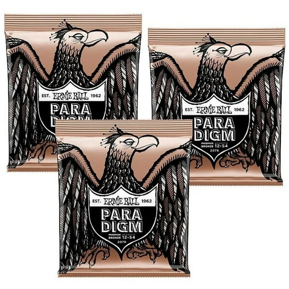Ernie Ball Acoustic Guitar Strings 3 Pack Medium Phosphor Bronze 2076 Paradigm