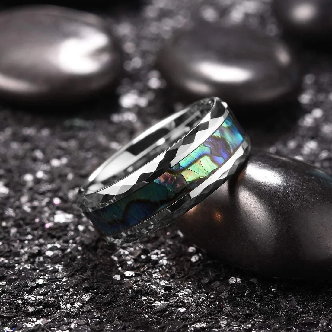 Bagues en Acier Inoxydable Couleur Argent 8MM pour Hommes Femmes