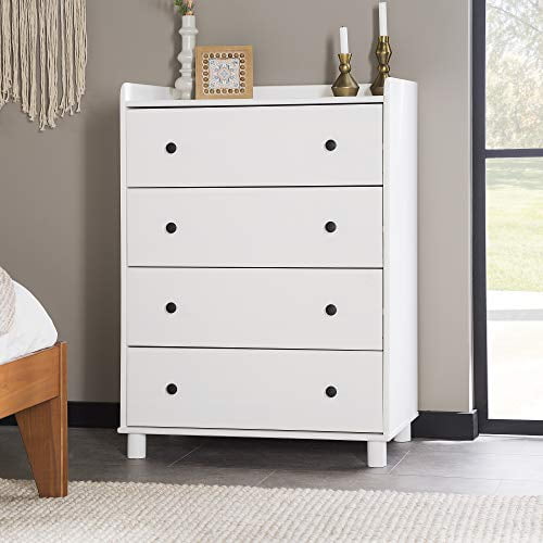 Walker Edison 4 Drawer Modern Wood Dresser with Top Tray Bedroom