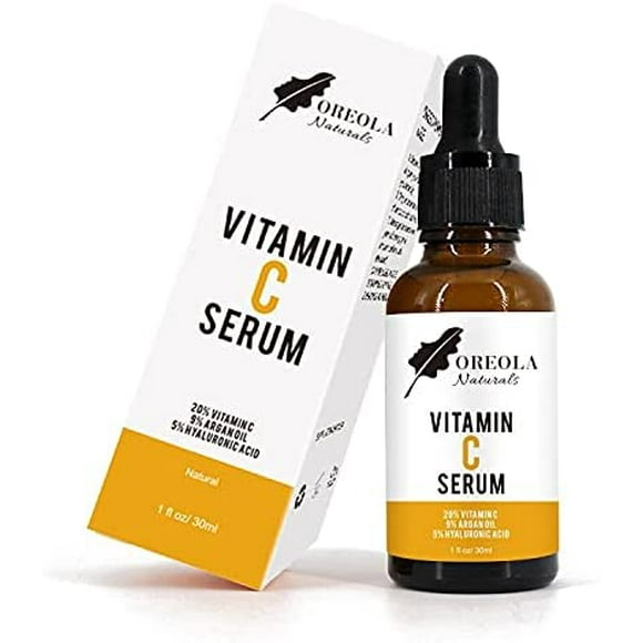Vitamin C For Face Serum - 20% Vitamin C Infused with Hyaluronic Acid and Argan Oil 30ml/1fl Oz by Oreola Naturals
